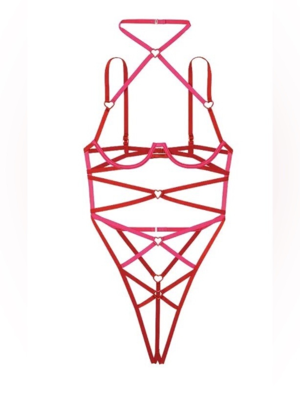Naked Hearts Strappy Hardware Teddy Red